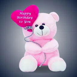 zexsazone Soft push fabric teddy bear with birthday balloon and fully embroidery work - 24 cm image 5