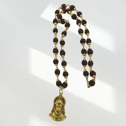 kuttumb gems & jewels locket for boys With Mala Best Gift to Loved Ones Rudraksha Mala Beads Gold-plated Plated Brass, Wood Necklace-picture-14