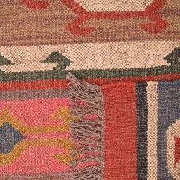 baithak krafts Multicolor Wool & Jute Traditional 108 x 72 Inches Hand Woven Dhurries image 5