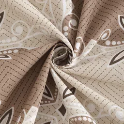 KLOTTHE Brown & Grey Printed Pure Cotton 400 TC Single Bedsheet With Pillow Cover image 4