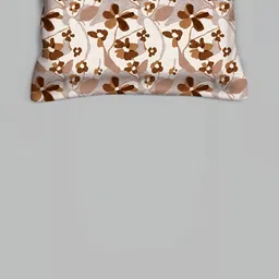 Signature Cream-Coloured & Brown Floral 210 TC Queen Bedsheet with 2 Pillow Covers image 2