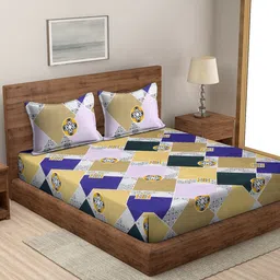 MODEFE White & Black Ethnic Motifs Microfiber 144 TC Queen Bedsheet with 2 Pillow Covers-picture-30