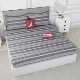 NAUTICA Designer 100% Satin Cotton Xl King Bedsheet With 2 Pillow Covers -3pc set-picture-43