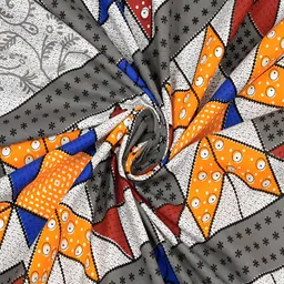 Aura Red & White Geometric Cotton 120 TC Queen Double Bedsheet With 2 Pillow Covers image 2