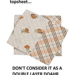 BELVOSTUM White & Red Floral 300 TC 2 Single Bedsheet with Pillow Covers image 2