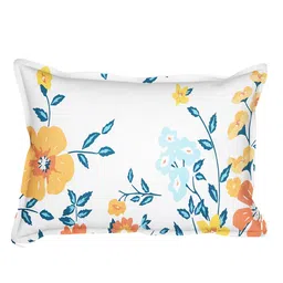 SEJ by Nisha Gupta Brown & White Floral 180 TC King Bedsheet with 2 Pillow Covers image 5