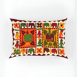 Aura Maroon & White Ethnic Motifs Cotton 120 TC Queen Bedsheet With 2 Pillow Covers image 4