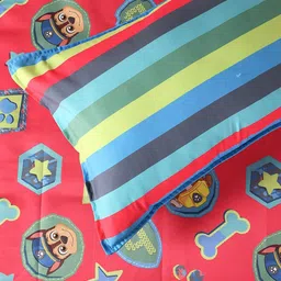 Saral Home Red & Green Paw Patrol 180 TC Cotton Single Bedsheet with 1 Pillow Covers image 3
