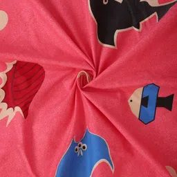 SOKNACK Pink & Blue Conversational 300 TC Single Bedsheet with 1 Pillow Covers image 3