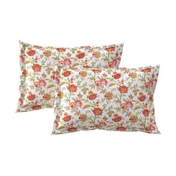 Salona Bichona Grey & Green Printed 144 TC Pure Cotton King Bedsheet & 2 Pillow Covers image 5