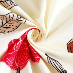 Home Sizzler White & Red Floral Microfibre 210 TC Single Bedsheet With 1 Pillow Cover image 5