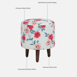 casacraft from pepperfry Colby Fabric Seating Stool In Provincial Teak Finish image 4