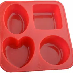 ebbstone Silicone Heart, Square, Rectangle, Oval Soap Moulds with 4 Cavity Red Silicone Ice Cube Tray-picture-13