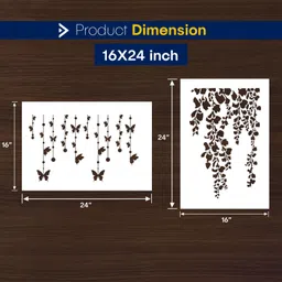 arandnj Combo Painting Wall Stencils (Size - 16X24 Inch) CREEPER BOTANICAL THEME- Cherry Falling Leaf & Hanging Butterfly DIY Reusable Design Ideal For Bedroom, Drawing Room, Living Room, Office, Art Gallery & Studio Decoration Stencil image 2