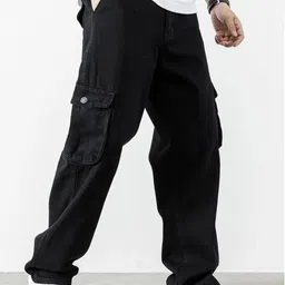 masterly weft Men Relaxed Fit Mid Rise Black Jeans-picture-18