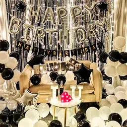White & Black Theme Birthday Decoration Items Set Kit for WIfe, Husband, Kids-image-45