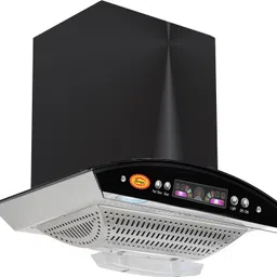 maplin Combo of 4 Burner LPG Cooktop (SQ Prima) and Kitchen Chimney (Eco Push) Auto Clean Wall Mounted Black 1400 CMH Chimney image 1