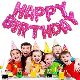 khushdin 32Pcs Pink Theme Happy Birthday Decoration Combo Set�Foil Banner, Balloons image 4