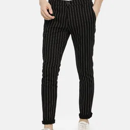 the indian garage co. Men Slim Fit Black Pure Cotton Trousers-picture-25