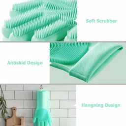 flavo Magic Silicone Dish Washing Gloves, Silicon Cleaning Gloves Wet and Dry Glove image 3