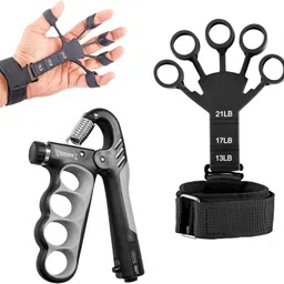 pheonix Combo of Hand Grip with Counter Adjustable 5 to 100 kg & Finger Exerciser Fitness Accessory Kit Kit-picture-25