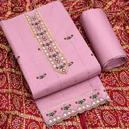 br designer Unstitched Cotton Blend Kurta & Churidar Material Printed image 3