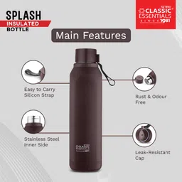 classic essentials Stainless Steel Insulated Vaccum Flask Splash Water Bottle 700 ml Flask image 4