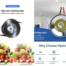 hybrix LED 1 Watt Mini COB Spot Light, Button Light, Cabinet light, Elegant Stainless Steel Body, BridgeLux Optical COB, Natural Warm White Light Color (Pack of 2) Recessed Ceiling Light Ceiling Lamp image 4