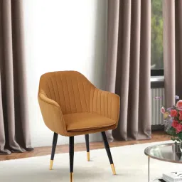 casacraft from pepperfry Lily Fabric Accent Chair In Golden Colour image 1