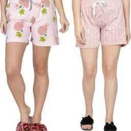 houseofcommon Pack of 2 Printed Women Multicolor Boxer Shorts, Casual Shorts, Night Shorts, Regular Shorts, Beach Shorts-picture-30
