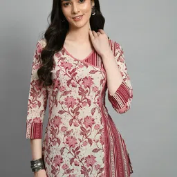 meesan Casual Regular Sleeves Printed Women Maroon, Beige Top-picture-13