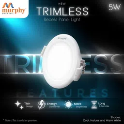murphy LED 5W TRIMLESS Round (Cool White, Pack of 2) Recessed Ceiling Light Ceiling Lamp image 2