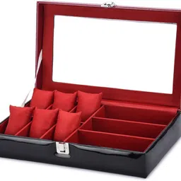 paralot New Black & Maroon Patti Glass Design Watch & Goggle Box (Only Box) Watch Box image 3