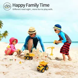 ukaxa Unbreakable Engineering Toy Set 6 Truck Crane Excavator roller Mixer Transporter image 3