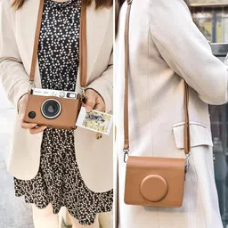 ELEPHANTBOAT PU Case for Mini EVO Fashion Vintage Brown with Removable Shoulder Belt Camera Bag image 4