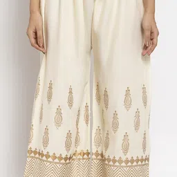 style prezone Women Relaxed Beige Viscose Rayon Trousers-picture-13