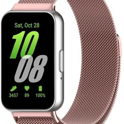TechAwake Sleek Stainless Mesh Watch strap for Galaxy Fit 3 – Magnetic Lock Design Smart Band Strap image 2