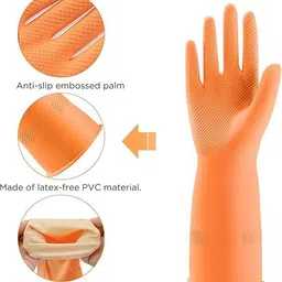 puhbrhy 1 Pair Reusable Rubber Glove for Washing Gardening Cleaning Working & Industrial Rubber Safety Gloves image 2