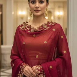 fabcartz Art Silk Embroidered Maroon Women Dupatta-picture-27