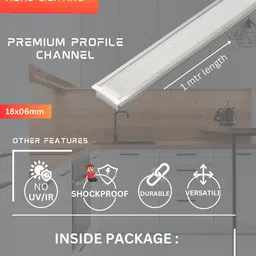 abaj Rectangular Conciled 1M Profile Channels Without LED Straight Linear (18x6mm) 0 W 1 cm Tube Light image 3