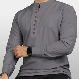 Men Solid Cotton Blend Straight Kurta-image-7