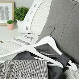 whisket Premium Wooden Hangers-Durable-Non-Slip-Smooth Finish Wooden Coat Pack of 4 Hangers For Coat image 4