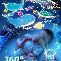 quickgrabit Bunny Carousel Night Light Projector, 6 Set Films Rotating LED Lamp Projector Mobile Mod image 2