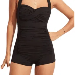womanlikeu Solid Women Monokini Black Swimsuit image 1