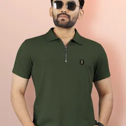 vebnor Men Solid Polo Neck Polyester Green T-Shirt-picture-25