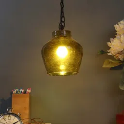 sapphire Aera Green Glass Single Hanging Light - Casacraft By Pepperfry image 1