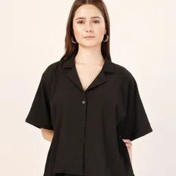fashfun Casual Flared Sleeves Solid Women Black Top-picture-13