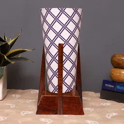 new era Multicolour Cotton Table Lamp With Wood Base image 2