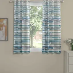 Teal Polyester Abstract 5ft Semisheer Eyelet (2 pc) Window Curtains by ROSARAHOME-picture-34