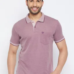 duke Men Solid Polo Neck Cotton Blend Purple T-Shirt-picture-16